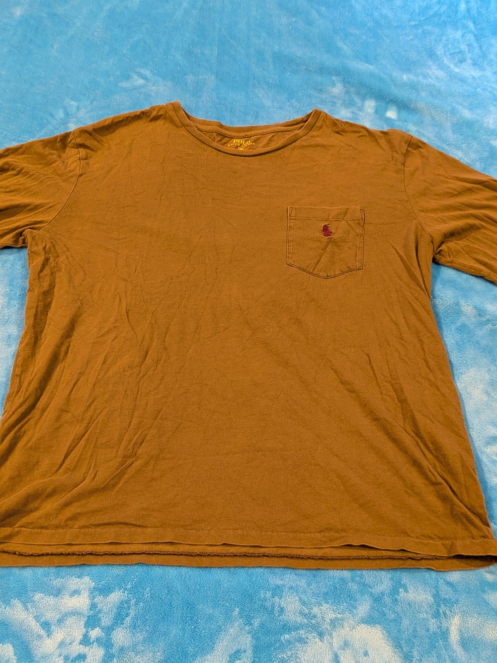 🤎🐎 Men's Medium Brown Long-Sleeve Pocket T-Shirt 🐎🤎